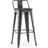 Buy Bistrot Metalix style bar stool with small backrest - Metal and dark wood - 76 cm White 59693 at MyFaktory