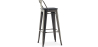 Buy Bistrot Metalix style bar stool with small backrest - Metal and dark wood - 76 cm White 59693 - in the UK