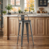 Buy Bistrot Metalix style bar stool with small backrest - Metal and dark wood - 76 cm White 59693 at MyFaktory