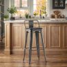 Buy Bistrot Metalix style bar stool with small backrest - Metal and dark wood - 76 cm White 59693 - prices