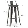 Buy Bistrot Metalix style bar stool with small backrest - Metal and dark wood - 76 cm White 59693 home delivery