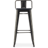 Buy Bistrot Metalix style bar stool with small backrest - Metal and dark wood - 76 cm Steel 59693 - prices