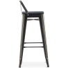 Buy Bistrot Metalix style bar stool with small backrest - Metal and dark wood - 76 cm Steel 59693 at MyFaktory