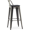 Buy Bistrot Metalix style bar stool with small backrest - Metal and dark wood - 76 cm Steel 59693 in the United Kingdom