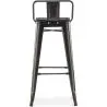 Buy Bistrot Metalix style bar stool with small backrest - Metal and dark wood - 76 cm White 59693 in the United Kingdom