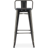 Buy Bistrot Metalix style bar stool with small backrest - Metal and dark wood - 76 cm Steel 59693 home delivery