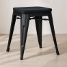 Buy Bistrot Metalix style stool - 46cm - Metal and dark wood Red 59691 - prices