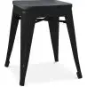 Buy Bistrot Metalix style stool - 46cm - Metal and dark wood Red 59691 - in the UK