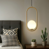 Buy Lucille Hanging Lamp - Metal and Glass Gold 59624 - prices