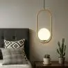 Buy Lucille Hanging Lamp - Metal and Glass Gold 59624 - prices