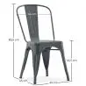 Buy Dining chair Bistrot Metalix industrial design 5Kg - New edition Dark grey 59802 - in the UK