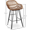 Buy Synthetic wicker bar stool 65cm - Magony Natural wood 59881 - in the UK