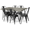 Buy Grey Hairpin 150x90 Dining Table + X6 Bistrot Metalix Chair Black 59924 - in the UK