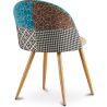 Buy Dining Chair Accent Patchwork Upholstered Scandi Retro Design Wooden Legs - Bennett Amy Multicolour 59933 in the United Kingdom