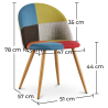 Buy Dining Chair Accent Patchwork Upholstered Scandi Retro Design Wooden Legs - Bennett Fiona Multicolour 59934 - in the UK