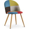 Buy Dining Chair Accent Patchwork Upholstered Scandi Retro Design Wooden Legs - Bennett Fiona Multicolour 59934 - prices