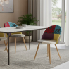 Buy Dining Chair Accent Patchwork Upholstered Scandi Retro Design Wooden Legs - Bennett Jay Multicolour 59935 - prices