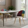 Buy Dining Chair Accent Patchwork Upholstered Scandi Retro Design Wooden Legs - Bennett Jay Multicolour 59935 - prices