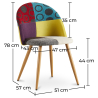 Buy Dining Chair Accent Patchwork Upholstered Scandi Retro Design Wooden Legs - Bennett Jay Multicolour 59935 - in the UK