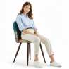 Buy Dining Chair Accent Patchwork Upholstered Scandi Retro Design Dark Wooden Legs - Bennett Amy Multicolour 59938 at MyFaktory