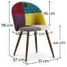 Buy Dining Chair Accent Patchwork Upholstered Scandi Retro Design Dark Wooden Legs - Bennett Jay Multicolour 59940 - in the UK