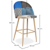 Buy Patchwork Upholstered Stool - Scandinavian Style - Bennett Multicolour 59946 in the United Kingdom