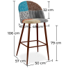 Buy Patchwork Upholstered Bar Stool Scandinavian Design with Dark Metal Legs - Bennett Amy Multicolour 59948 with a guarantee