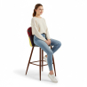 Buy Patchwork Upholstered Bar Stool Scandinavian Design with Dark Metal Legs - Bennett Jay Multicolour 59950 at MyFaktory