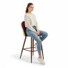 Buy Patchwork Upholstered Bar Stool Scandinavian Design with Dark Metal Legs - Bennett Jay Multicolour 59950 at MyFaktory