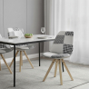 Buy Dining Chair Brielle Upholstered Scandi Design Wooden Legs Premium - Patchwork Max White / Black 59964 - prices
