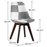 Buy Dining Chair Brielle Upholstered Scandi Design Dark Wooden Legs Premium New Edition - Patchwork Max White / Black 59969 with a guarantee