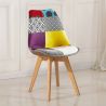 Buy Dining Chair Brielle Upholstered Scandi Design Wooden Legs Premium New Edition - Patchwork Jay Multicolour 59972 - prices