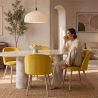 Buy Dining Chair - Velvet Upholstered - Scandinavian - Bennett Yellow 59990 - in the UK