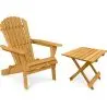 Buy Garden Chair + Table Adirondack Wood Outdoor Furniture Set - Anela Natural wood 60008 - in the UK