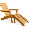 Buy Adirondack long Chair + Footrest Wood Outdoor Furniture Set - Anela Red 60009 - in the UK