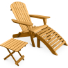 Buy Adirondack Garden long Chair + Footrest + Table Wood Outdoor Furniture Set - Anela Red 60010 - in the UK