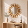 Buy Wall Mirror - Boho Bali Round Design (60 cm) - Uli Natural wood 60053 - prices