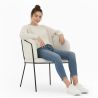 Buy Dining chair upholstered in white boucle - Martine White 60075 at MyFaktory