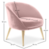 Buy Velvet upholstered accent chair with wooden legs - Oirna Light Pink 60077 - in the UK
