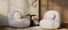 Buy Bouclé fabric upholstered armchair - Nuiba White 60078 - prices