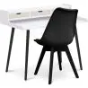 Buy Office Desk Table Wooden Design Scandinavian Style Amund + Premium Brielle Scandinavian Design chair with cushion Black 60114 - in the UK