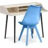 Buy Office Desk Table Wooden Design Scandinavian Style Eldrid + Premium Brielle Scandinavian Design chair with cushion Light blue 60116 - in the UK