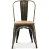 Buy Dining Chair Bistrot Metalix Industrial Metal and Light Wood - New Edition Metallic bronze 60123 - in the UK