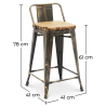 Buy Bar stool with small backrest  Bistrot Metalix industrial Metal and Light Wood - 60 cm - New Edition Metallic bronze 60125 - in the UK