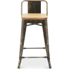 Buy Bar stool with small backrest  Bistrot Metalix industrial Metal and Light Wood - 60 cm - New Edition Metallic bronze 60125 - prices