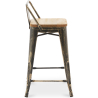 Buy Bar stool with small backrest  Bistrot Metalix industrial Metal and Light Wood - 60 cm - New Edition Metallic bronze 60125 at MyFaktory