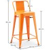 Buy Bar Stool with Backrest - Industrial Design - 60cm - New Edition - Metalix Orange 60126 - in the UK