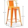 Buy Bar Stool with Backrest - Industrial Design - 60cm - New Edition - Metalix Orange 60126 with a guarantee