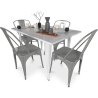 Buy Dining Table + X4 Dining Chairs Set - Bistrot - Industrial design Metal - New Edition Silver 60129 - in the UK
