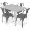 Buy Dining Table + X4 Dining Chairs Set - Bistrot - Industrial design Metal - New Edition Silver 60129 at MyFaktory